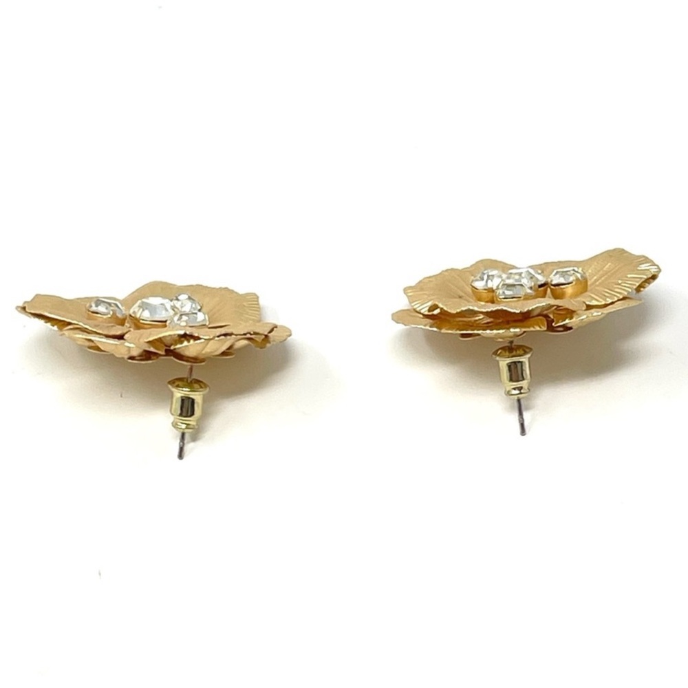 Anthropologie Crystal Blossom Earrings - Gold Floral - Picture 6 of 8